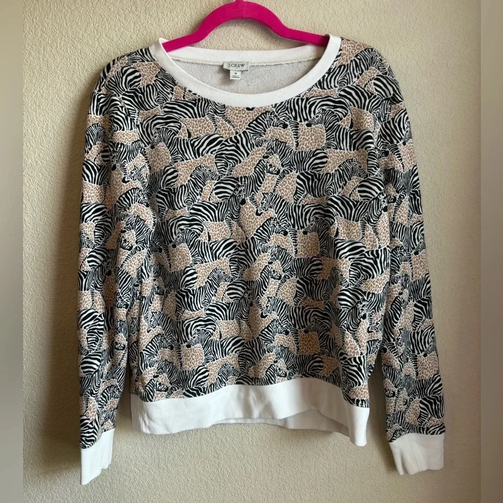 J. Crew Zebra Print Pullover Sweatshirt